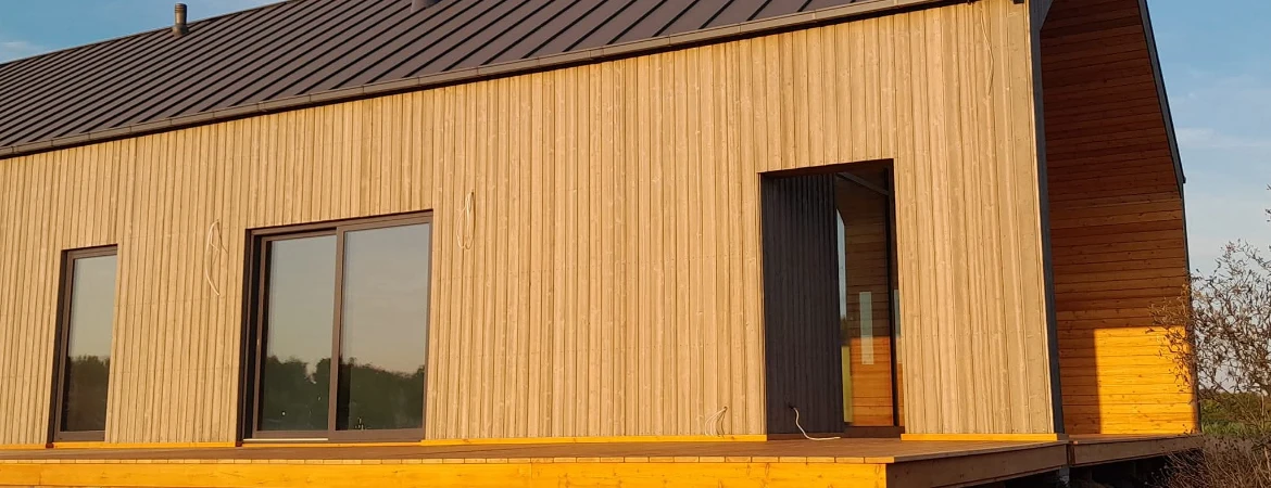 dom z&nbsp;czarnym dachem